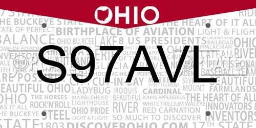 S97AVL Ohio License Plate