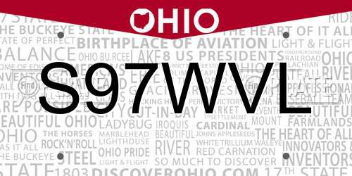 S97WVL Ohio License Plate