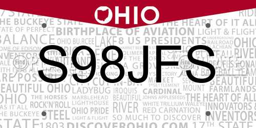 S98JFS Ohio License Plate