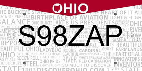 S98ZAP Ohio License Plate
