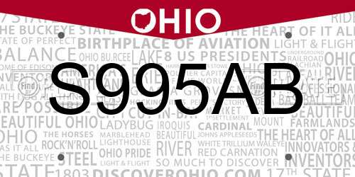 S995AB Ohio License Plate