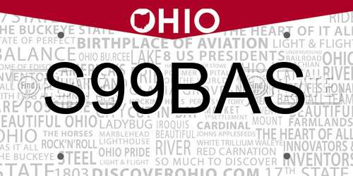 S99BAS Ohio License Plate