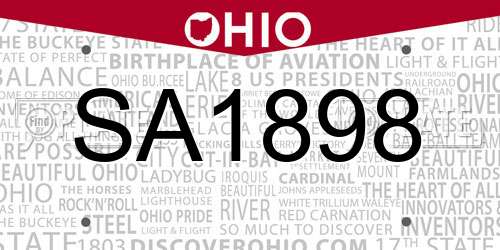 SA1898 Ohio License Plate
