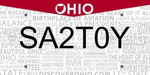 SA2T0Y Ohio License Plate
