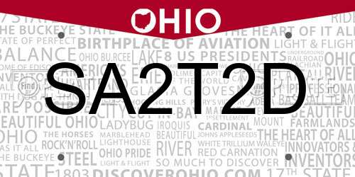 SA2T2D Ohio License Plate