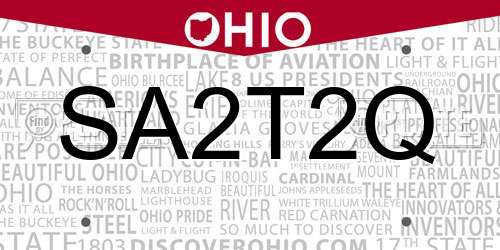 SA2T2Q Ohio License Plate