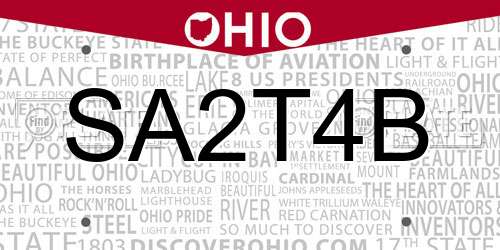 SA2T4B Ohio License Plate