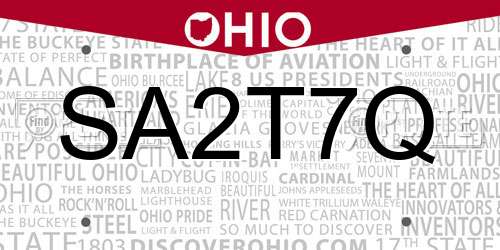 SA2T7Q Ohio License Plate