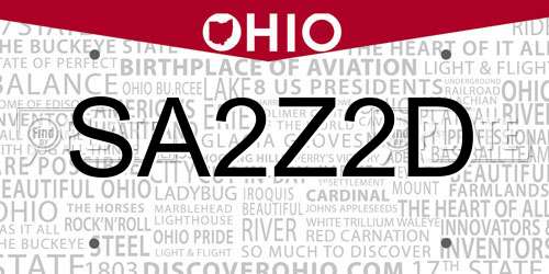 SA2Z2D Ohio License Plate