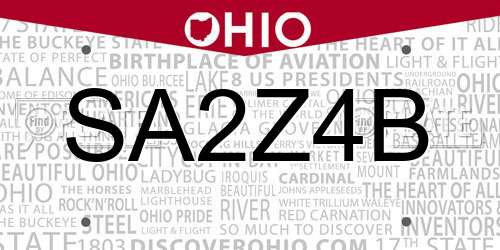 SA2Z4B Ohio License Plate