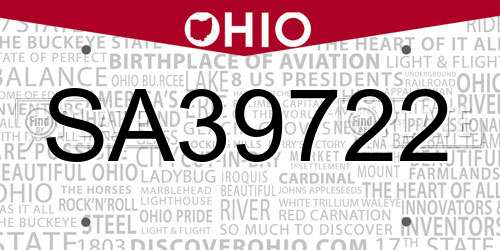 SA39722 Ohio License Plate