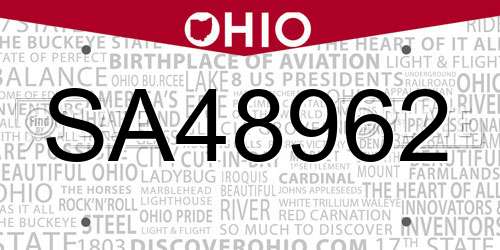 SA48962 Ohio License Plate