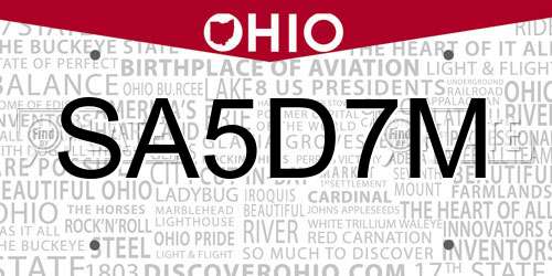 SA5D7M Ohio License Plate