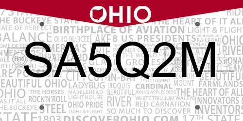 SA5Q2M Ohio License Plate