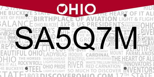 SA5Q7M Ohio License Plate