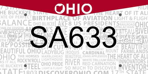 SA633 Ohio License Plate