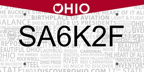 SA6K2F Ohio License Plate