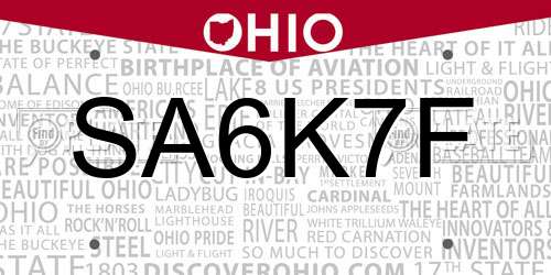 SA6K7F Ohio License Plate