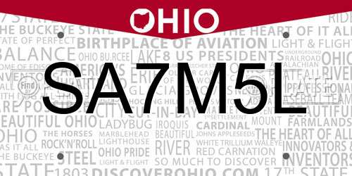 SA7M5L Ohio License Plate