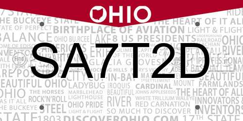 SA7T2D Ohio License Plate