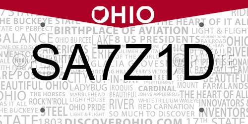 SA7Z1D Ohio License Plate