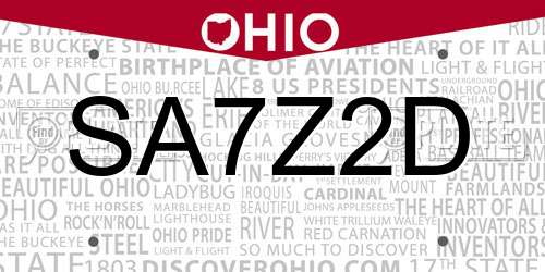 SA7Z2D Ohio License Plate