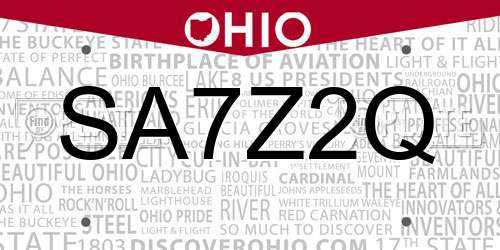 SA7Z2Q Ohio License Plate