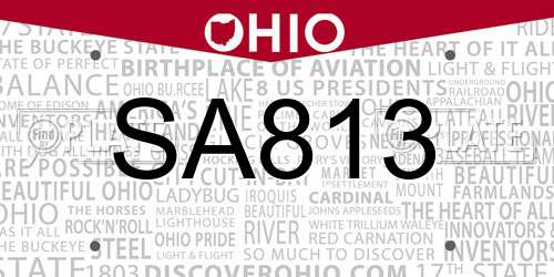 SA813 Ohio License Plate