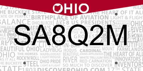 SA8Q2M Ohio License Plate
