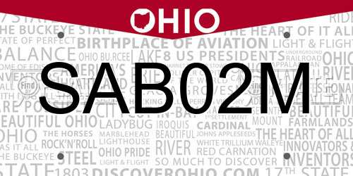 SAB02M Ohio License Plate