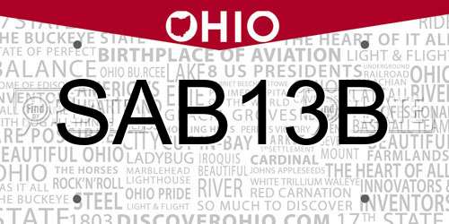 SAB13B Ohio License Plate