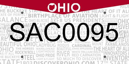 SAC0095 Ohio License Plate