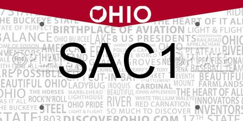 SAC1 Ohio License Plate