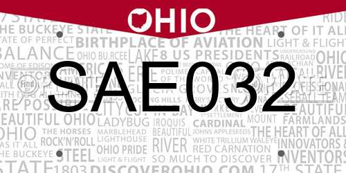 SAE032 Ohio License Plate