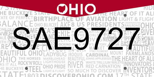 SAE9727 Ohio License Plate