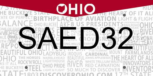 SAED32 Ohio License Plate