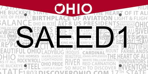 SAEED1 Ohio License Plate