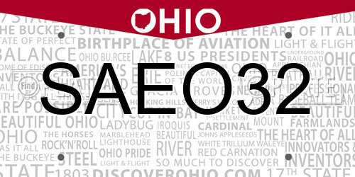SAEO32 Ohio License Plate