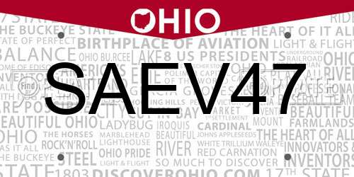 SAEV47 Ohio License Plate