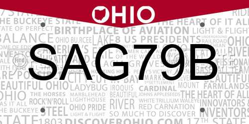 SAG79B Ohio License Plate