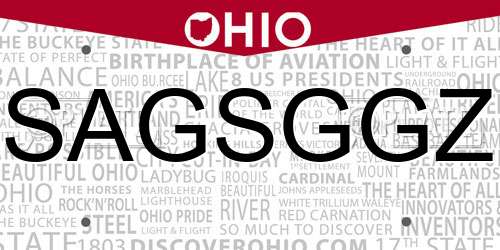 SAGSGGZ Ohio License Plate