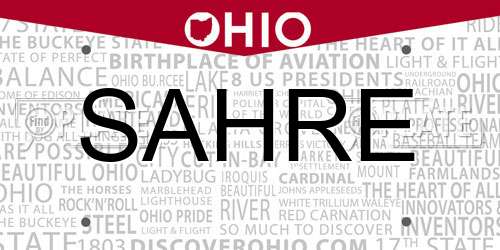 SAHRE Ohio License Plate