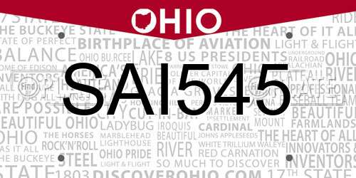 SAI545 Ohio License Plate