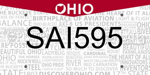 SAI595 Ohio License Plate