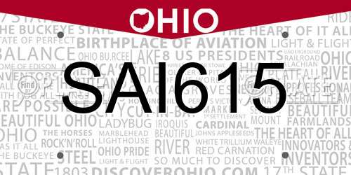 SAI615 Ohio License Plate
