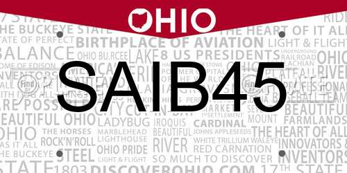 SAIB45 Ohio License Plate