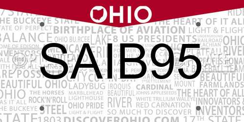 SAIB95 Ohio License Plate