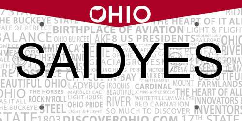 SAIDYES Ohio License Plate