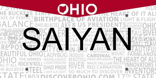SAIYAN Ohio License Plate