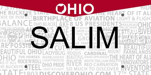 SALIM Ohio License Plate